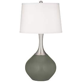 Image2 of Pewter Green Fog Linen Shade Spencer Table Lamp