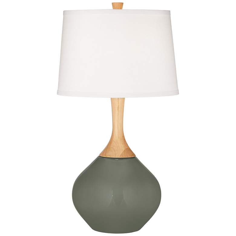 Image 2 Pewter Green Fog Linen Shade Wexler Table Lamp