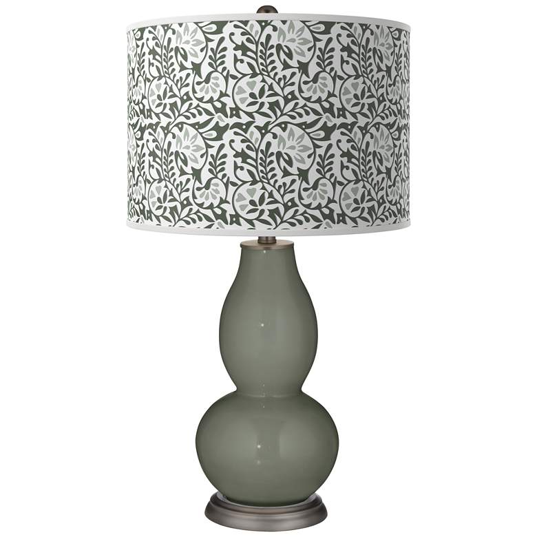 Image 1 Pewter Green Gardenia Double Gourd Table Lamp