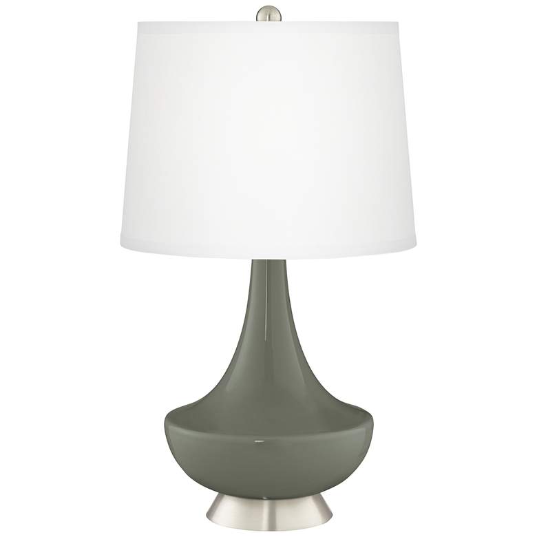 Image 2 Pewter Green Gillan Glass Table Lamp