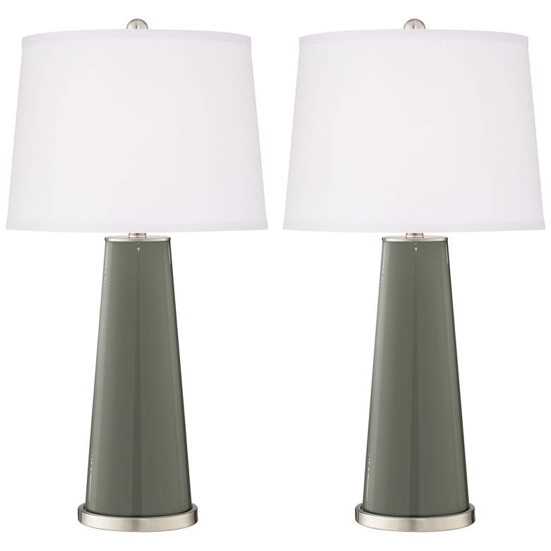 Image 2 Pewter Green Leo Table Lamp Set of 2
