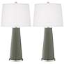 Pewter Green Leo Table Lamp Set of 2