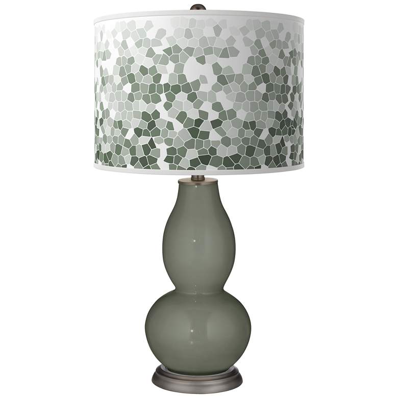 Image 1 Pewter Green Mosaic Double Gourd Table Lamp