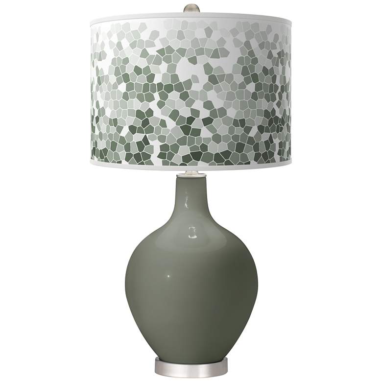 Image 1 Pewter Green Mosaic Ovo Table Lamp