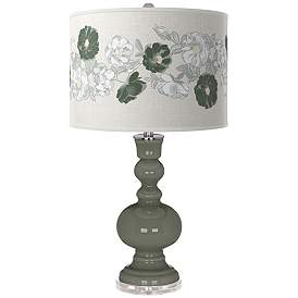 Image1 of Pewter Green Rose Bouquet Apothecary Table Lamp
