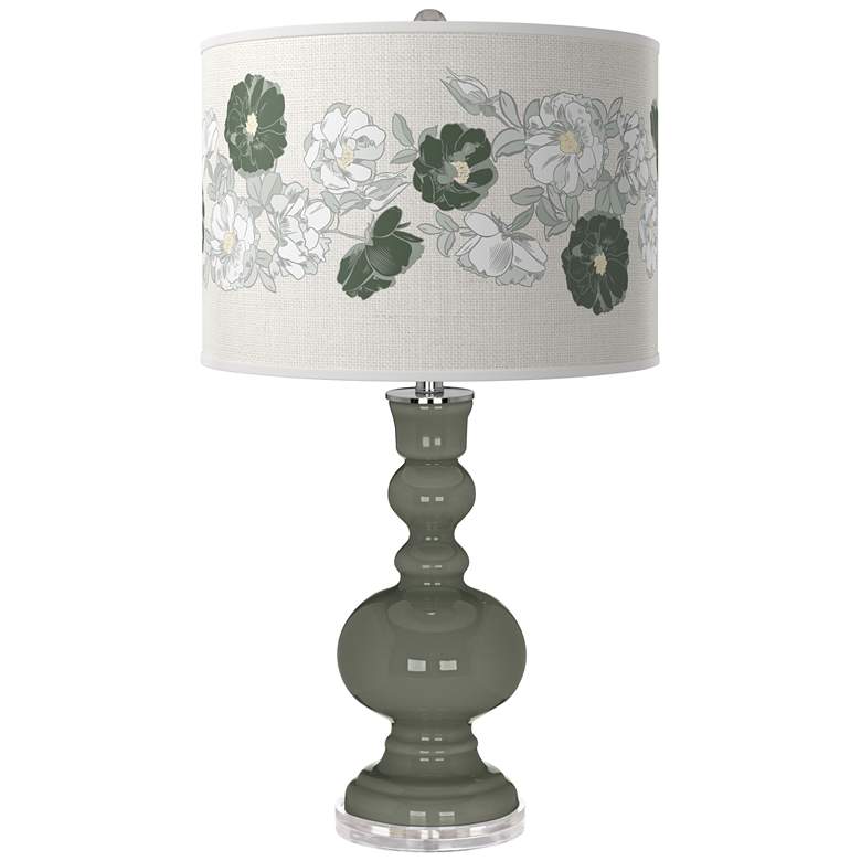 Image 1 Pewter Green Rose Bouquet Apothecary Table Lamp
