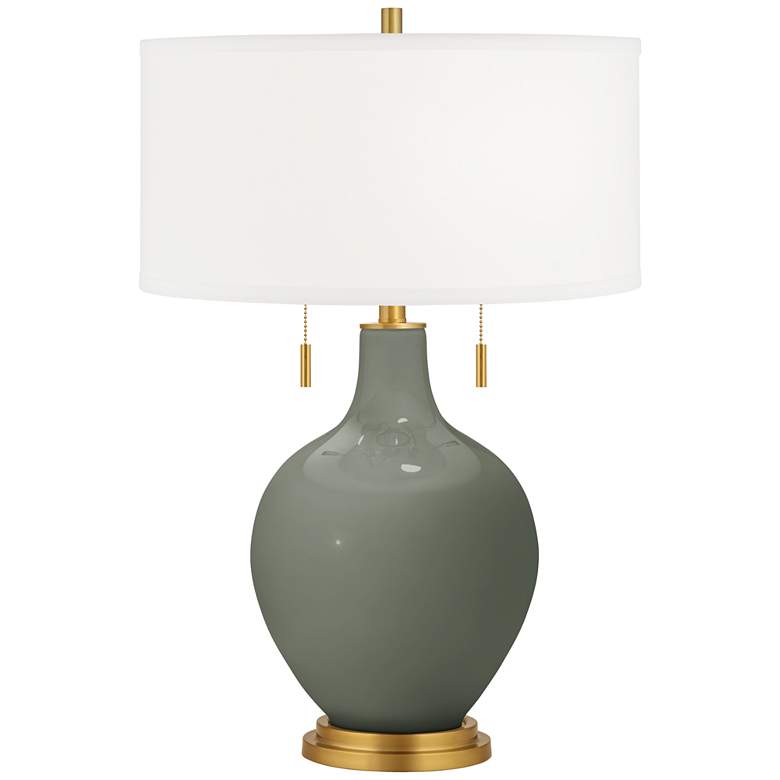 Image 1 Pewter Green Toby Brass Accents Table Lamp