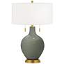 Pewter Green Toby Brass Accents Table Lamp