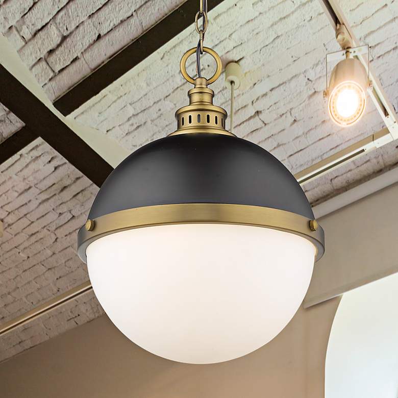 Image 2 Peyton 14 3/4"W Factory Bronze and Matte Black Pendant Light