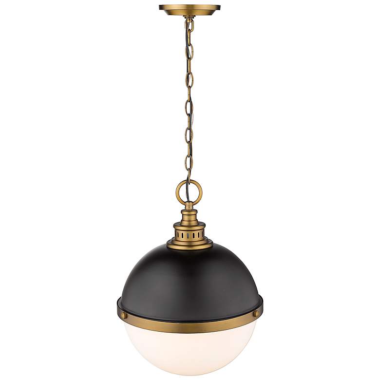 Image 5 Peyton 14 3/4"W Factory Bronze and Matte Black Pendant Light more views