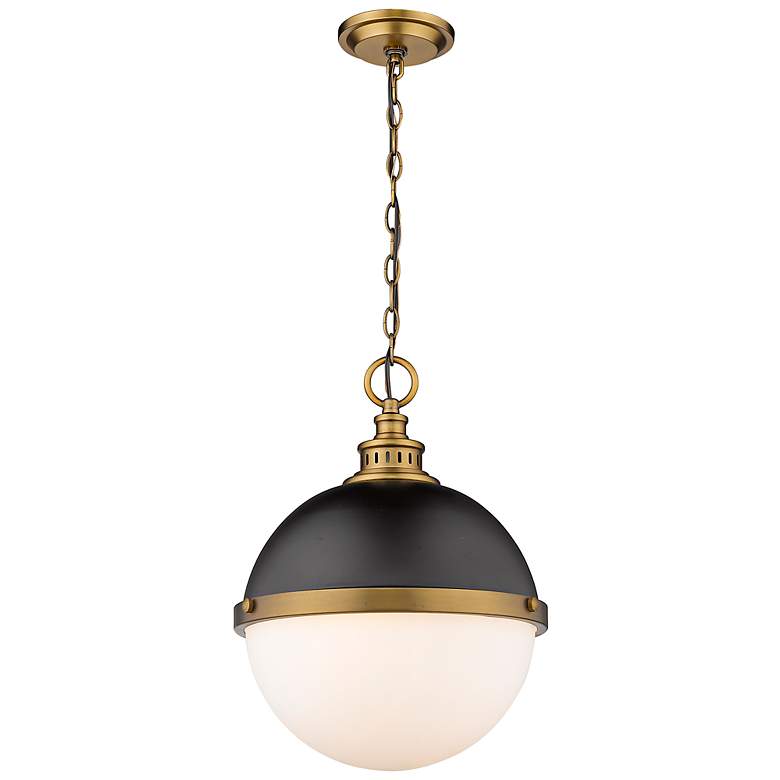 Image 6 Peyton 14 3/4"W Factory Bronze and Matte Black Pendant Light more views