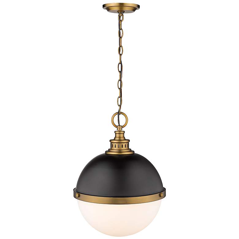 Image 7 Peyton 14 3/4"W Factory Bronze and Matte Black Pendant Light more views