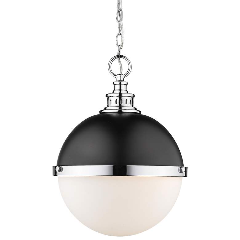 Image 1 Peyton 14 3/4"W Matte Black and Chrome Globe Pendant Light