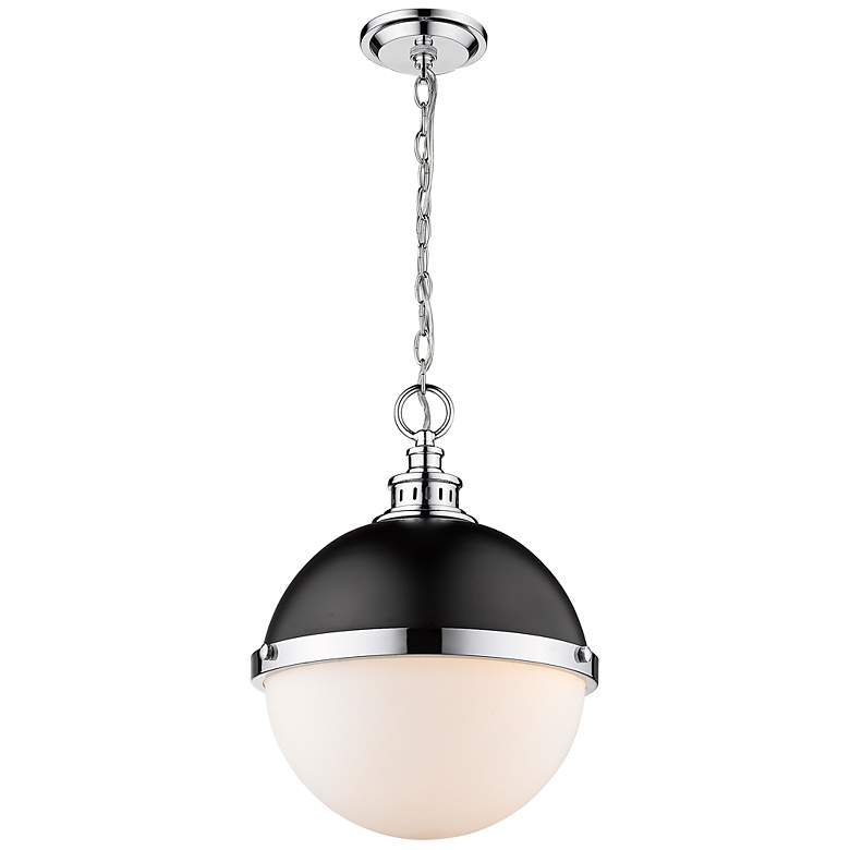 Image 3 Peyton 14 3/4"W Matte Black and Chrome Globe Pendant Light more views