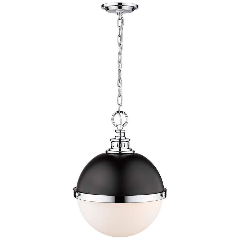 Image 4 Peyton 14 3/4"W Matte Black and Chrome Globe Pendant Light more views