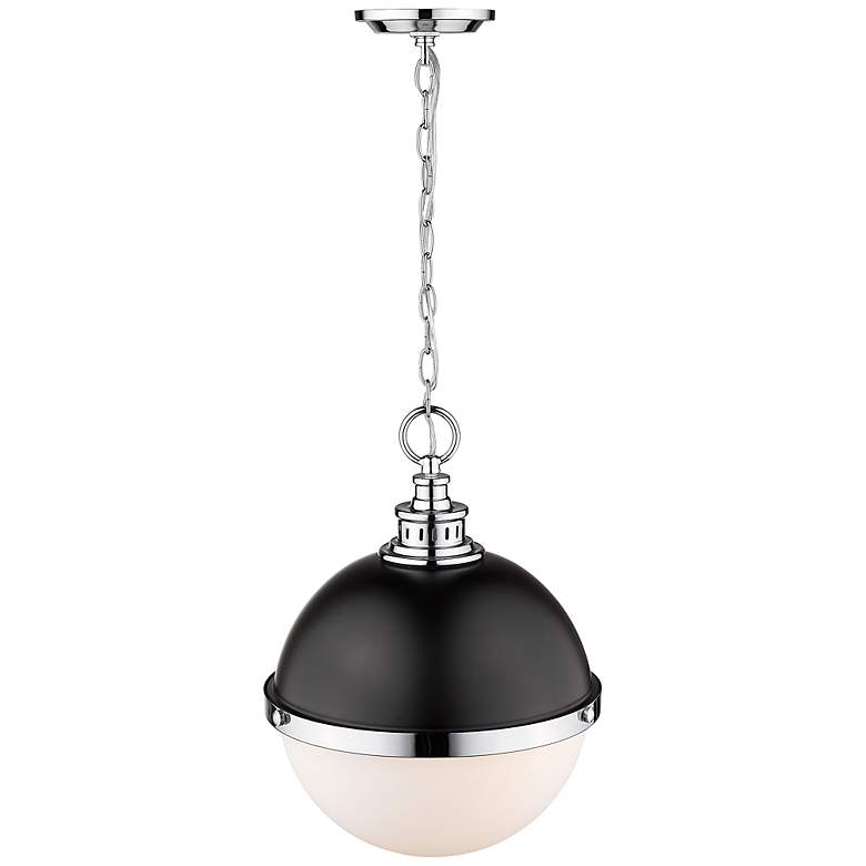 Image 5 Peyton 14 3/4"W Matte Black and Chrome Globe Pendant Light more views