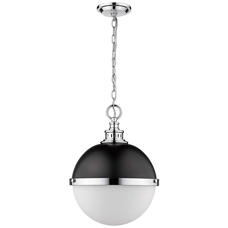 Image 6 Peyton 14 3/4"W Matte Black and Chrome Globe Pendant Light more views
