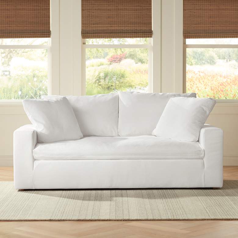 Image 2 Peyton Pearl 84" Wide White Slipcover Sofa