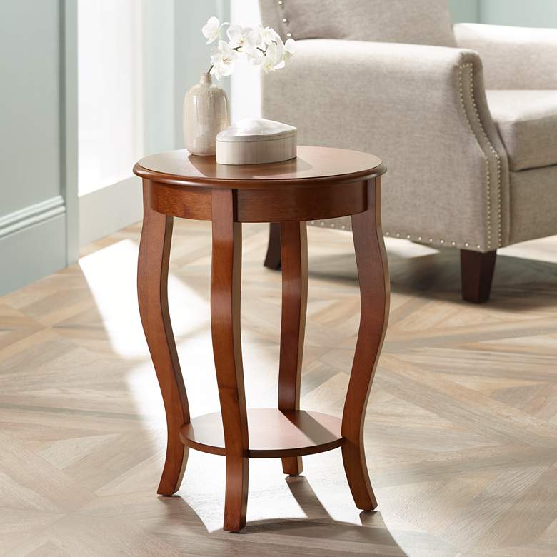 Image 1 Peyton Round Cherry Accent Table