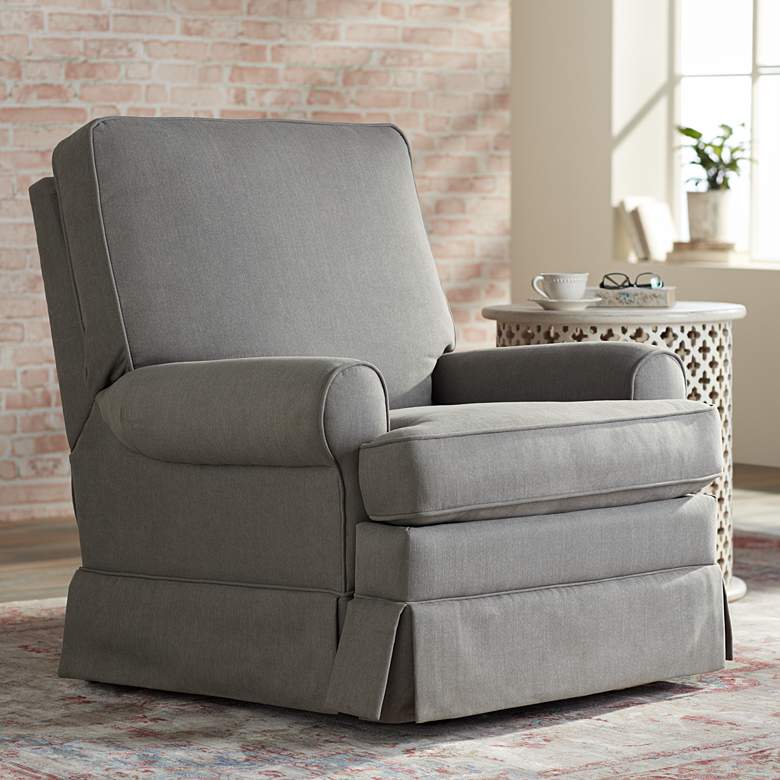 Image 1 Peyton Slate Gray Glider Recliner Chair with USB Port