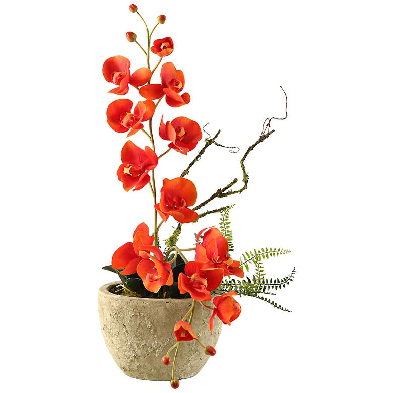 Image 1 Phael 24 inch High Orchids in Oval Ceramic Planter