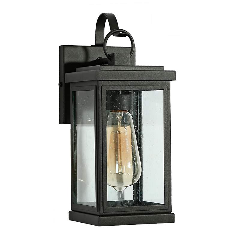 Image 1 Phalaenopsis 12" High Black Outdoor Wall Lights Set of 2