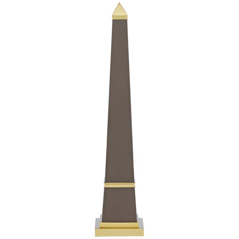 Image 1 Pharaoh 23 3/4 inch High Taupe and Brass Obelisk Sculpture