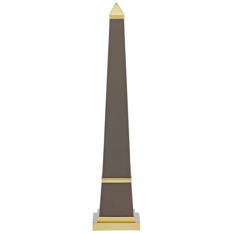 Image 1 Pharaoh 23 3/4" High Taupe and Brass Obelisk Sculpture