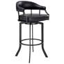 Pharaoh 26 in. Swivel Barstool in Black Faux Leather and Mineral Finish