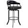 Pharaoh 26 in. Swivel Barstool in Black Faux Leather and Mineral Finish