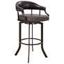 Pharaoh 26 in. Swivel Barstool in Brown Faux Leather and Auburn Bay Finish