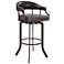 Pharaoh 26 in. Swivel Barstool in Brown Faux Leather and Auburn Bay Finish