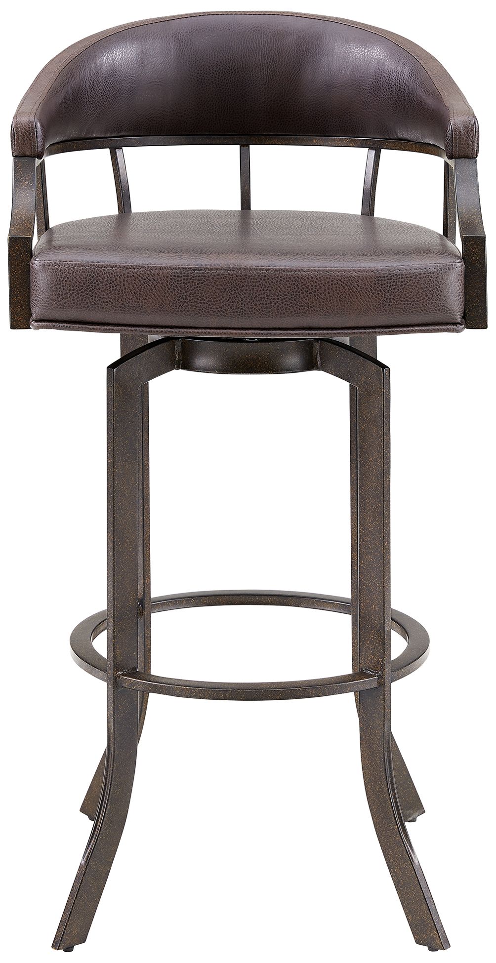 Image 3 Pharaoh 26 in. Swivel Barstool in Brown Faux Leather and Auburn Bay Finish more views