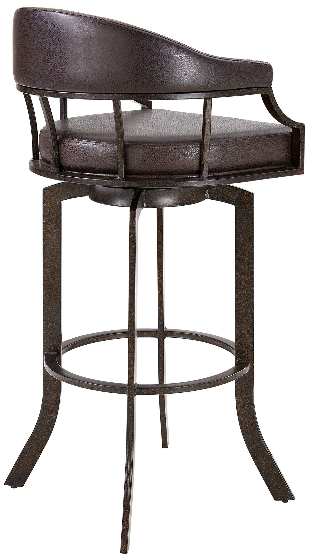 Image 4 Pharaoh 26 in. Swivel Barstool in Brown Faux Leather and Auburn Bay Finish more views
