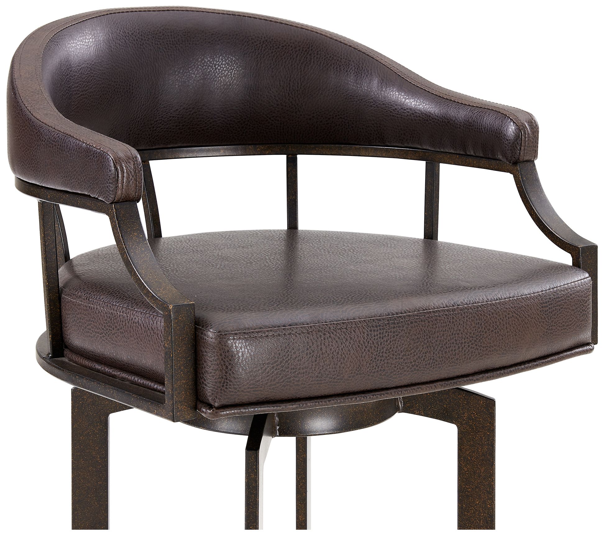 Image 5 Pharaoh 26 in. Swivel Barstool in Brown Faux Leather and Auburn Bay Finish more views