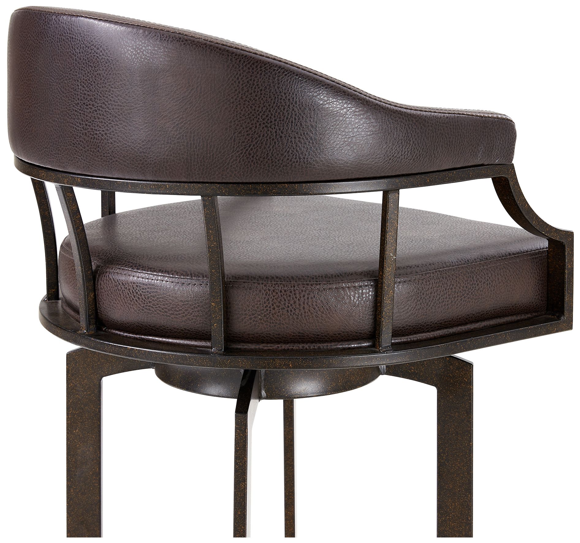 Image 6 Pharaoh 26 in. Swivel Barstool in Brown Faux Leather and Auburn Bay Finish more views