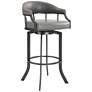 Pharaoh 26 in. Swivel Barstool in Gray Faux Leather and Mineral Finish