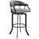 Pharaoh 26 in. Swivel Barstool in Gray Faux Leather and Mineral Finish