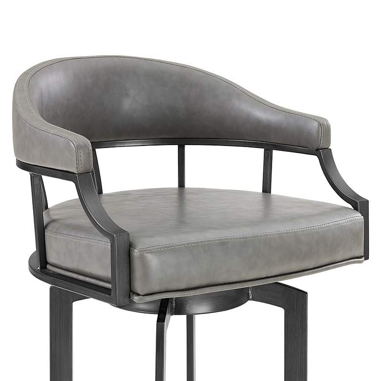 Image 3 Pharaoh 26 in. Swivel Barstool in Gray Faux Leather and Mineral Finish more views