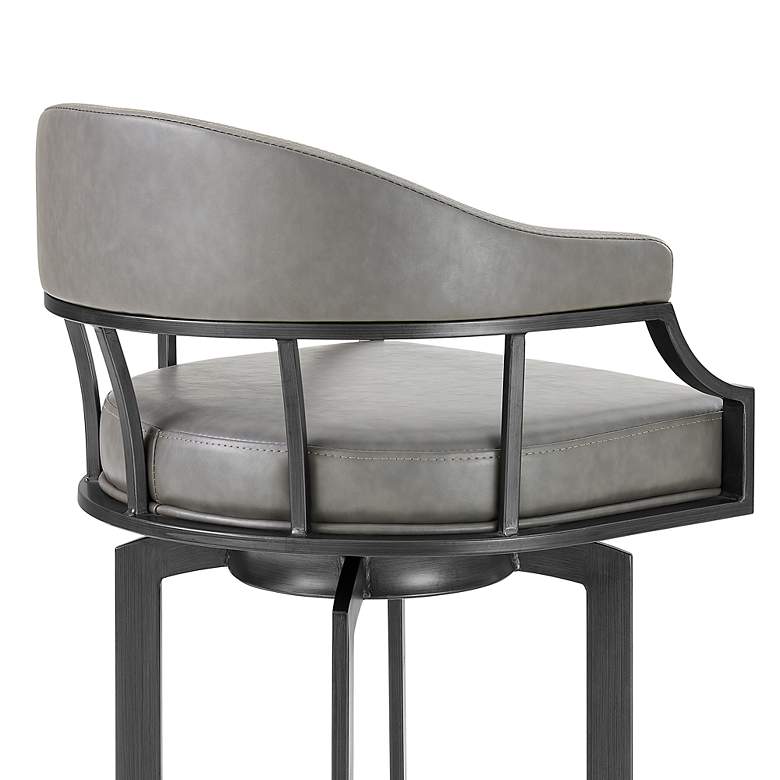 Image 4 Pharaoh 26 in. Swivel Barstool in Gray Faux Leather and Mineral Finish more views