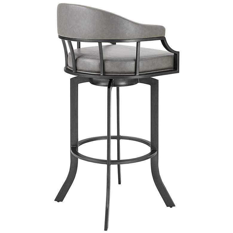 Image 7 Pharaoh 26 in. Swivel Barstool in Gray Faux Leather and Mineral Finish more views