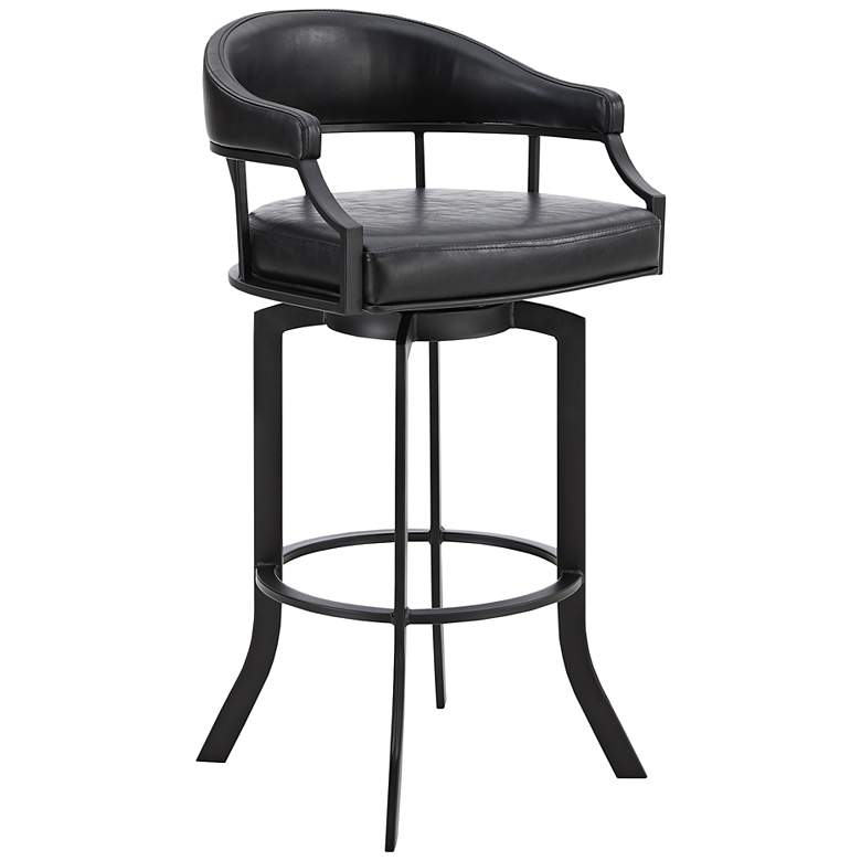 Image 1 Pharaoh 26" Black Faux Leather Swivel Counter Stool