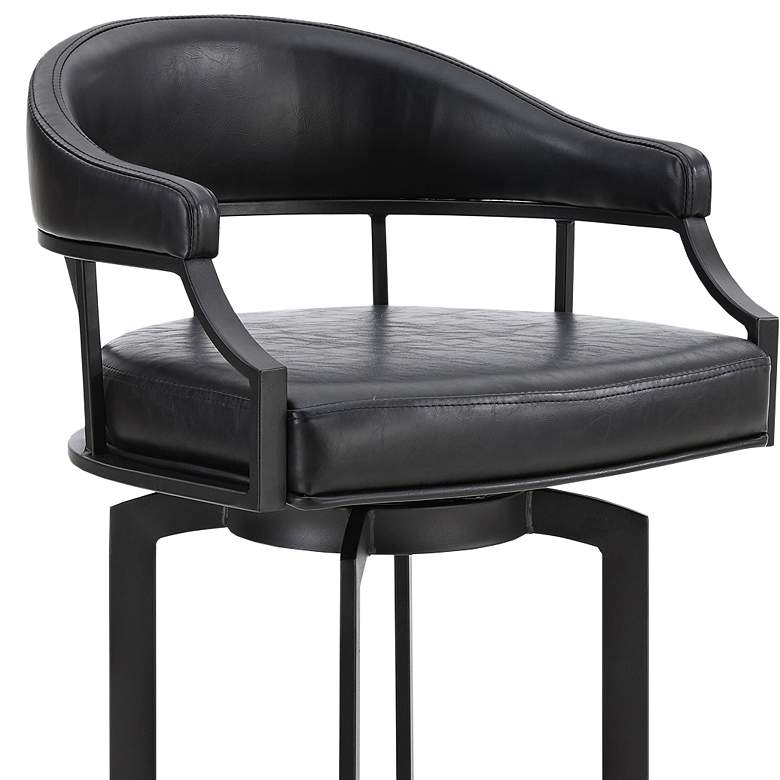 Image 2 Pharaoh 26" Black Faux Leather Swivel Counter Stool more views