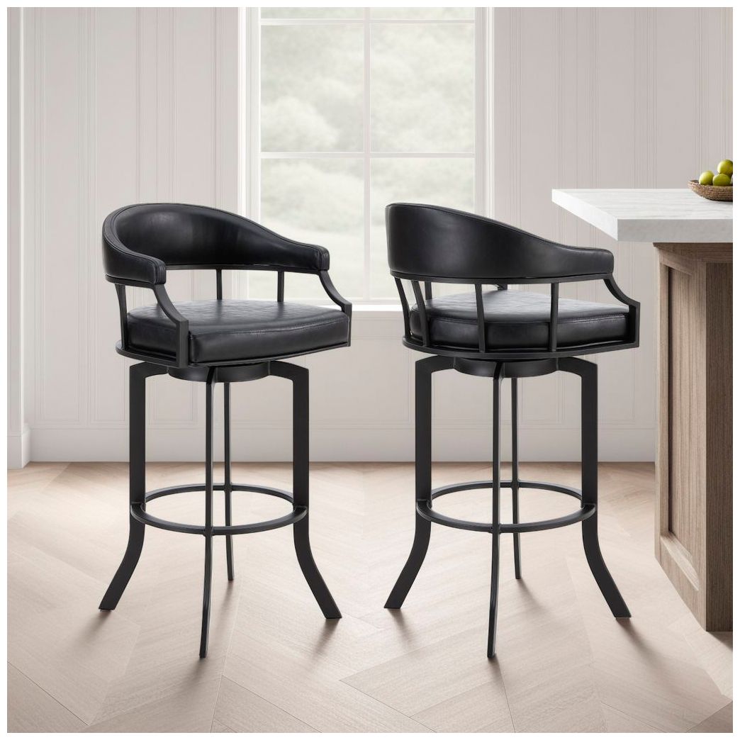 Pharaoh 26" Black Faux Leather Swivel Counter Stool