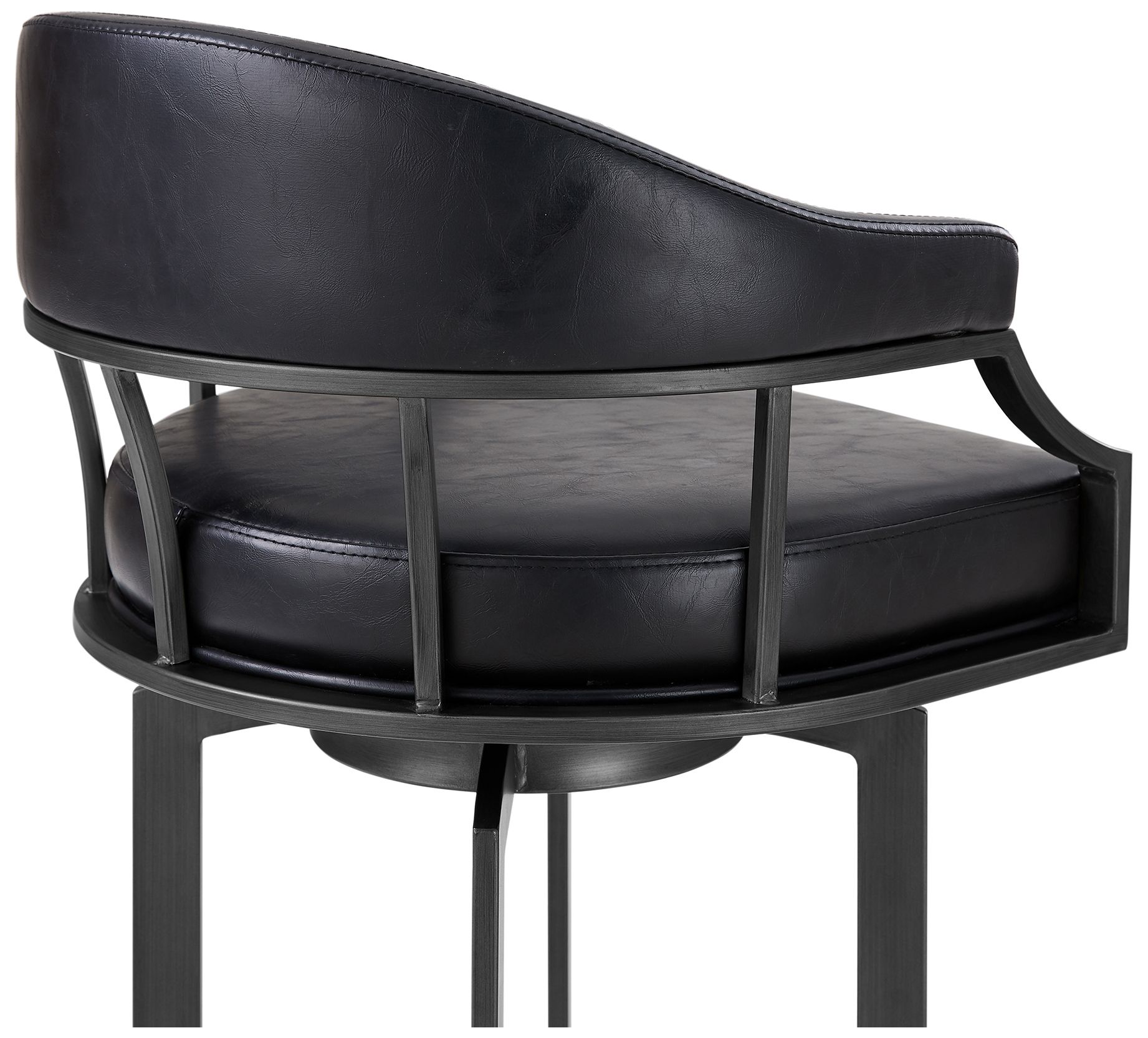 Image 5 Pharaoh 30 in. Swivel Barstool in Black Faux Leather and Mineral Finish more views