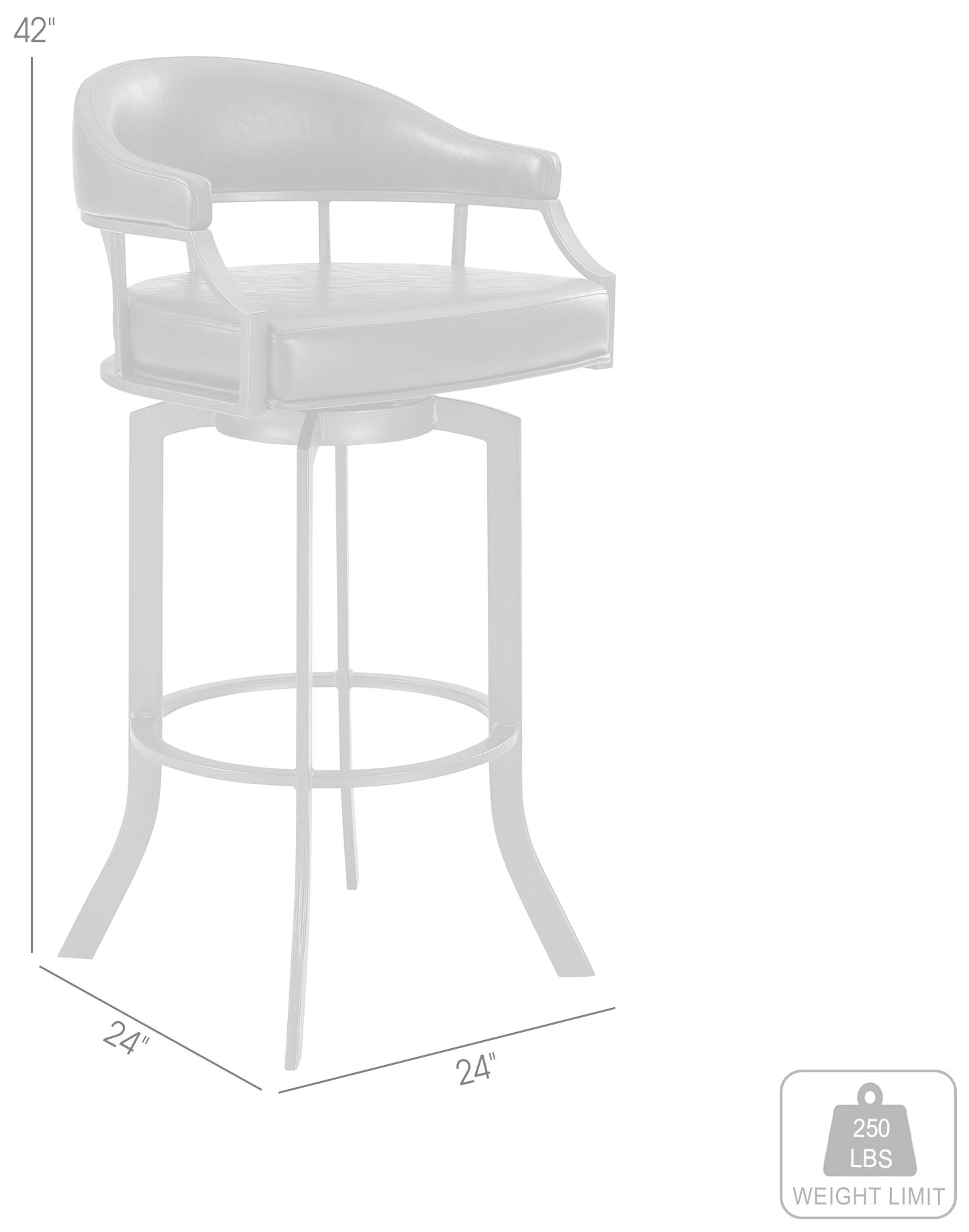 Pharaoh 30 in. Swivel Barstool in Black Faux Leather and Mineral Finish