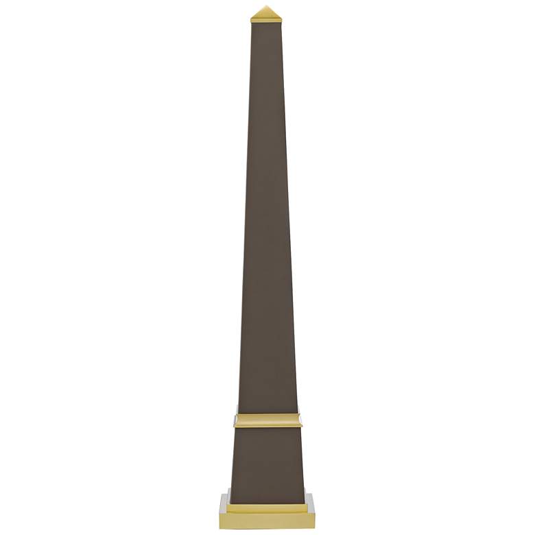 Image 1 Pharaoh 35 1/2 inch High Taupe and Brass Obelisk Sculpture