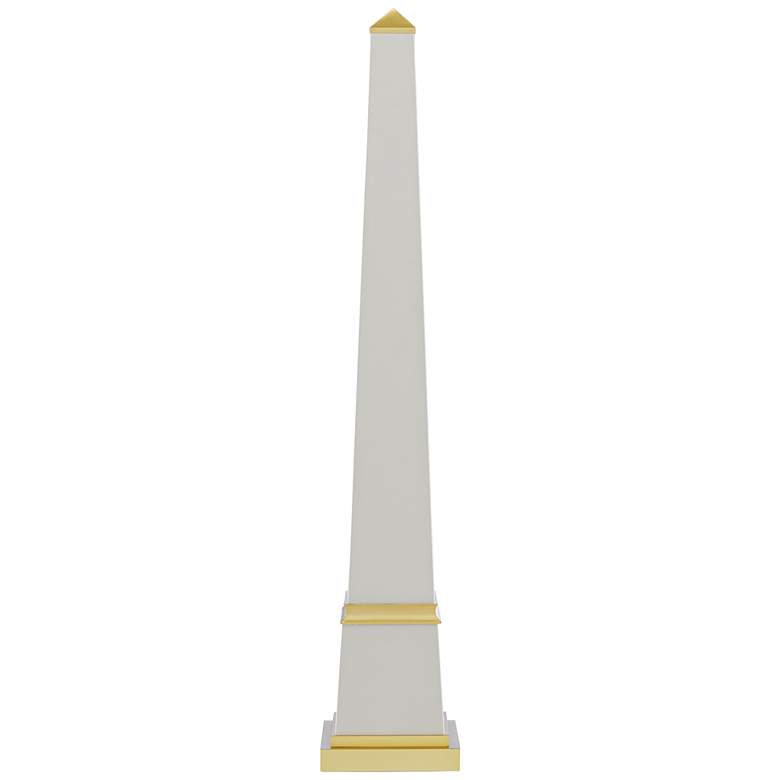 Image 1 Pharaoh 35 1/2" High White and Brass Obelisk Sculpture