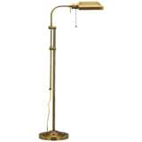 Pharmacy Style Antique Brass Finish Metal Adjustable Floor Lamp
