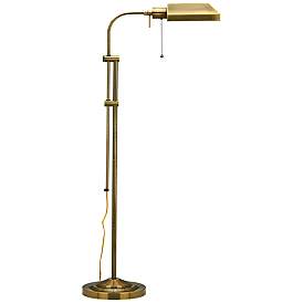 Image2 of Pharmacy Style Antique Brass Finish Metal Adjustable Floor Lamp